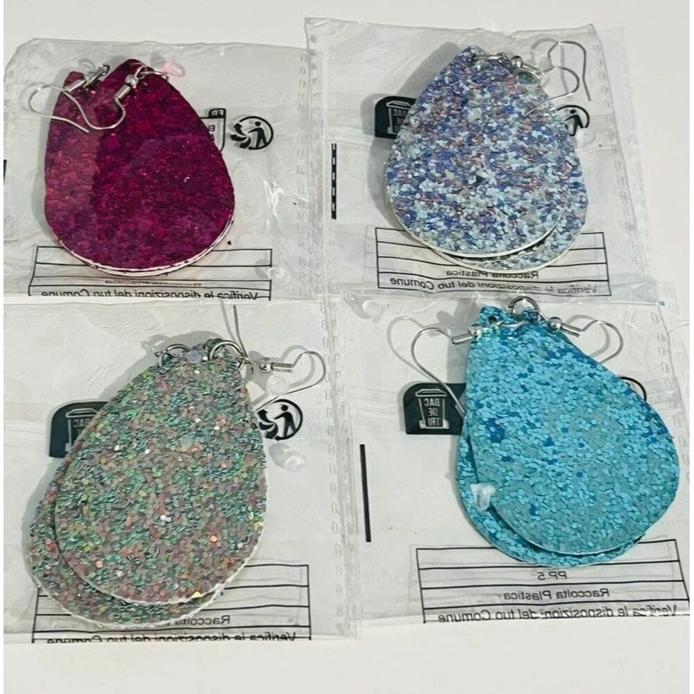 Lot of 4 dress up earrings sparkling teardrop